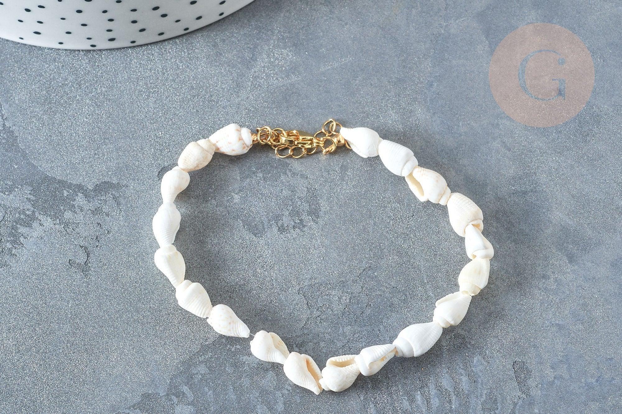Gingerlily Pendentifs DIY G7803 bracelet coquillage blanc 19,5cm