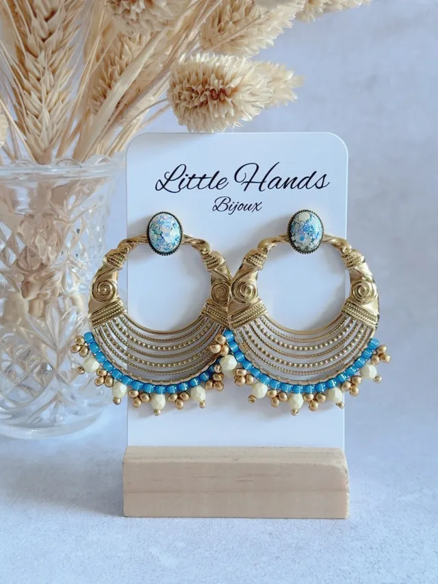 Little Hands Bijoux Sienna Aqua Blue boucles d’oreilles fleur bleue