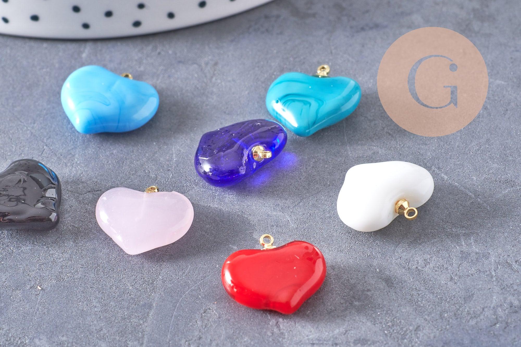 Gingerlily Perles G10290 pendentif cœur verre Murano noir x1