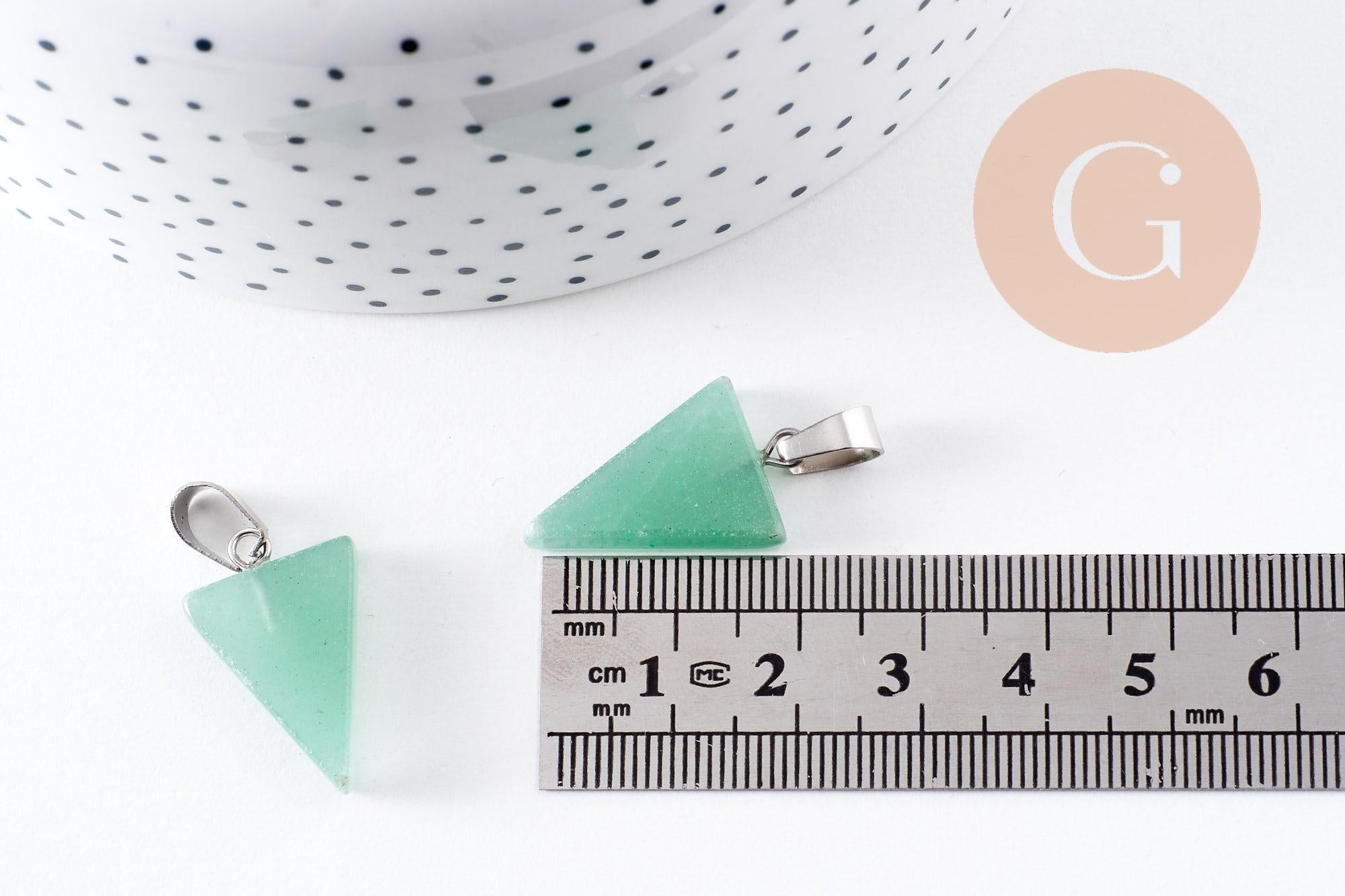 Gingerlily Pendentifs triangle aventurine verte acier 24 mm