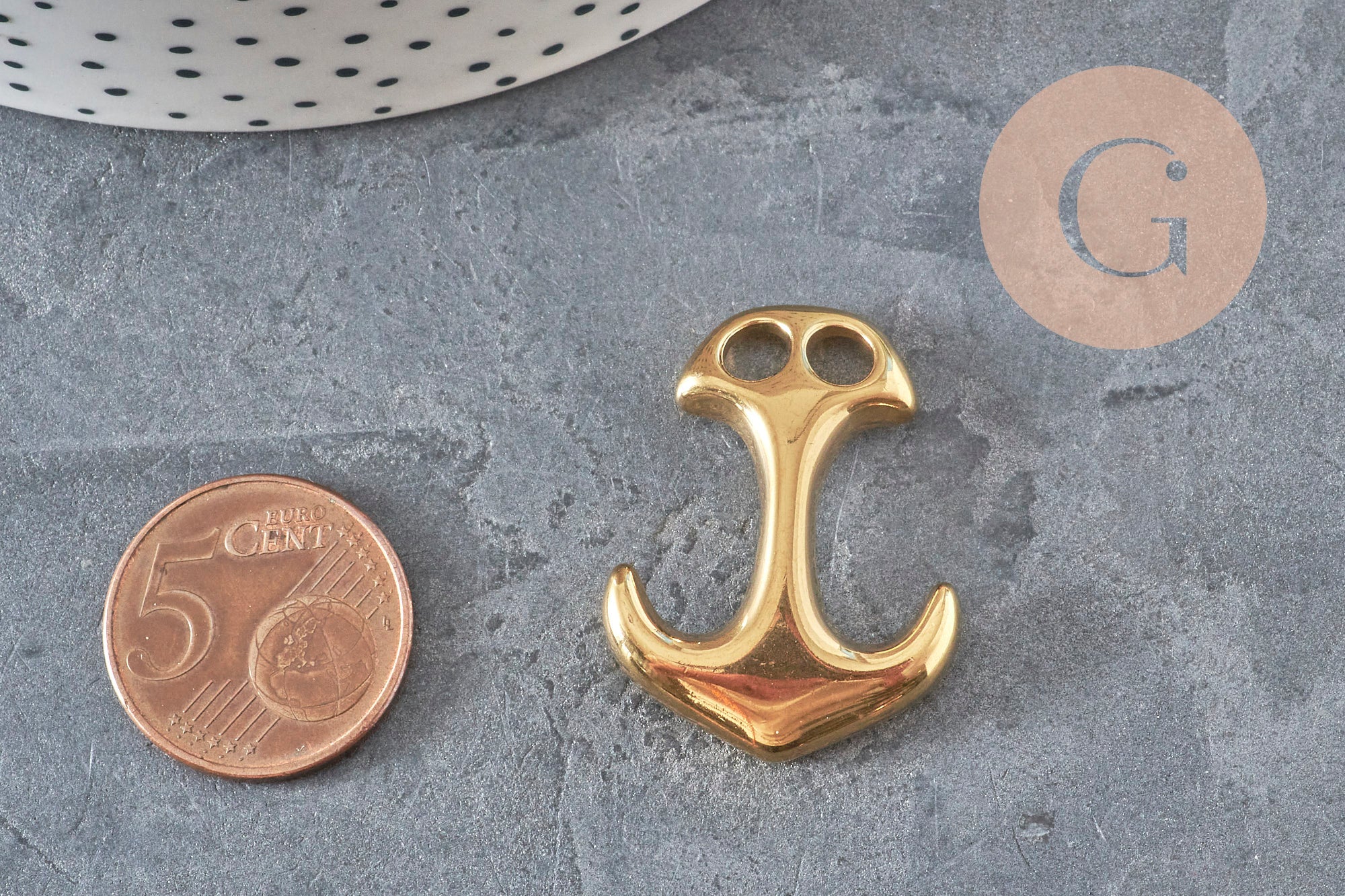Gingerlily Apprêts DIY G11363 fermoir ancre acier doré 31mm