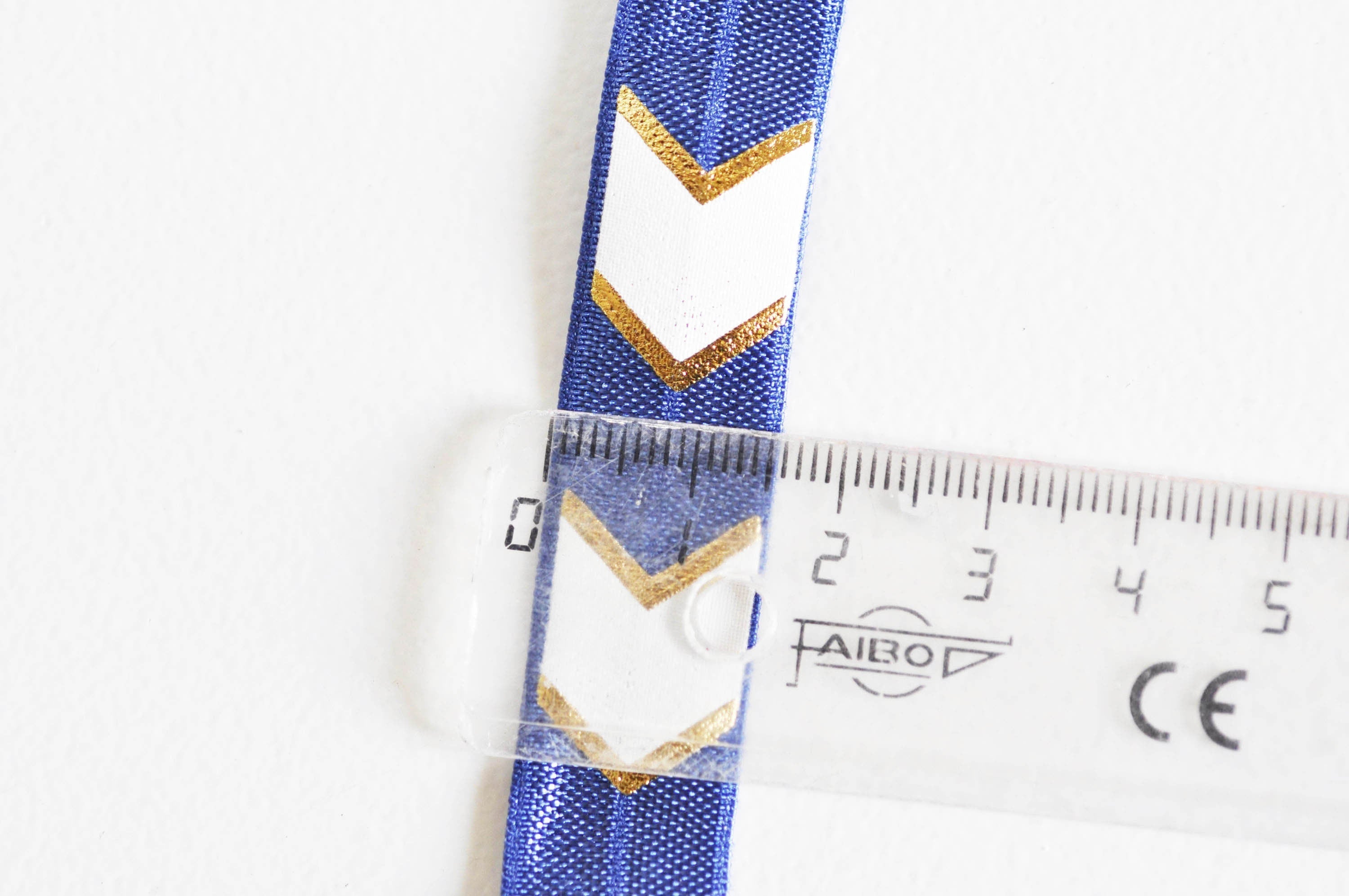 Gingerlily G1572 ruban élastique chevron bleu or 16mm 1m