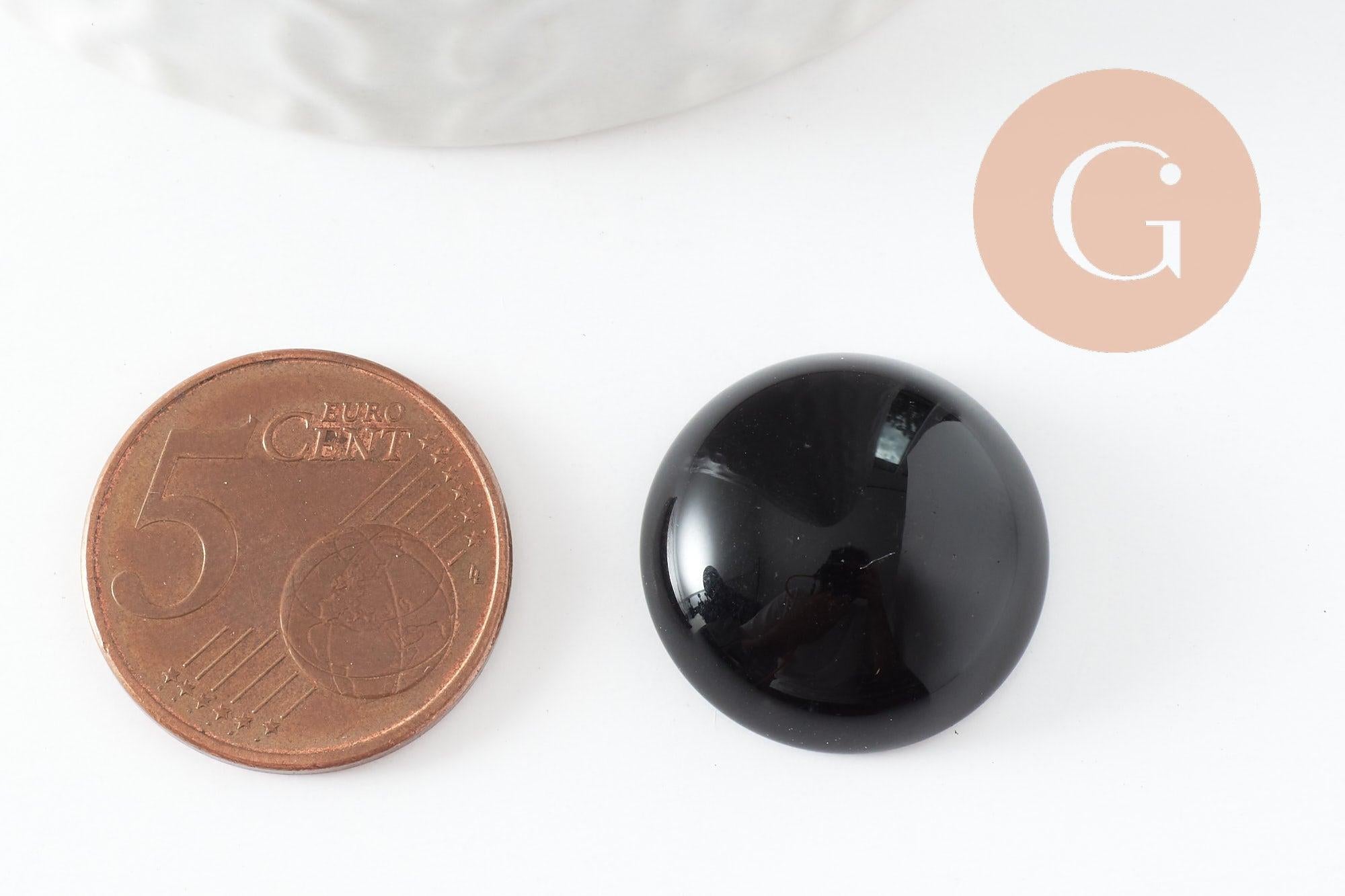 Gingerlily Cabochon rond agate noire naturelle teintée 20mm x1