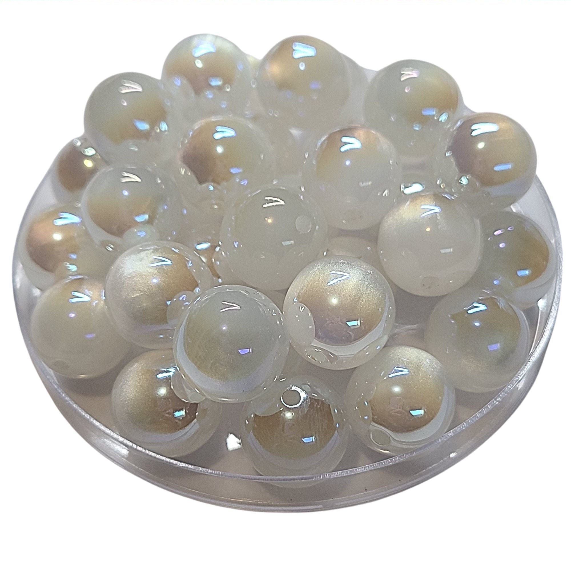 Artshop Boules 16MM perle blanc AB œil de chat