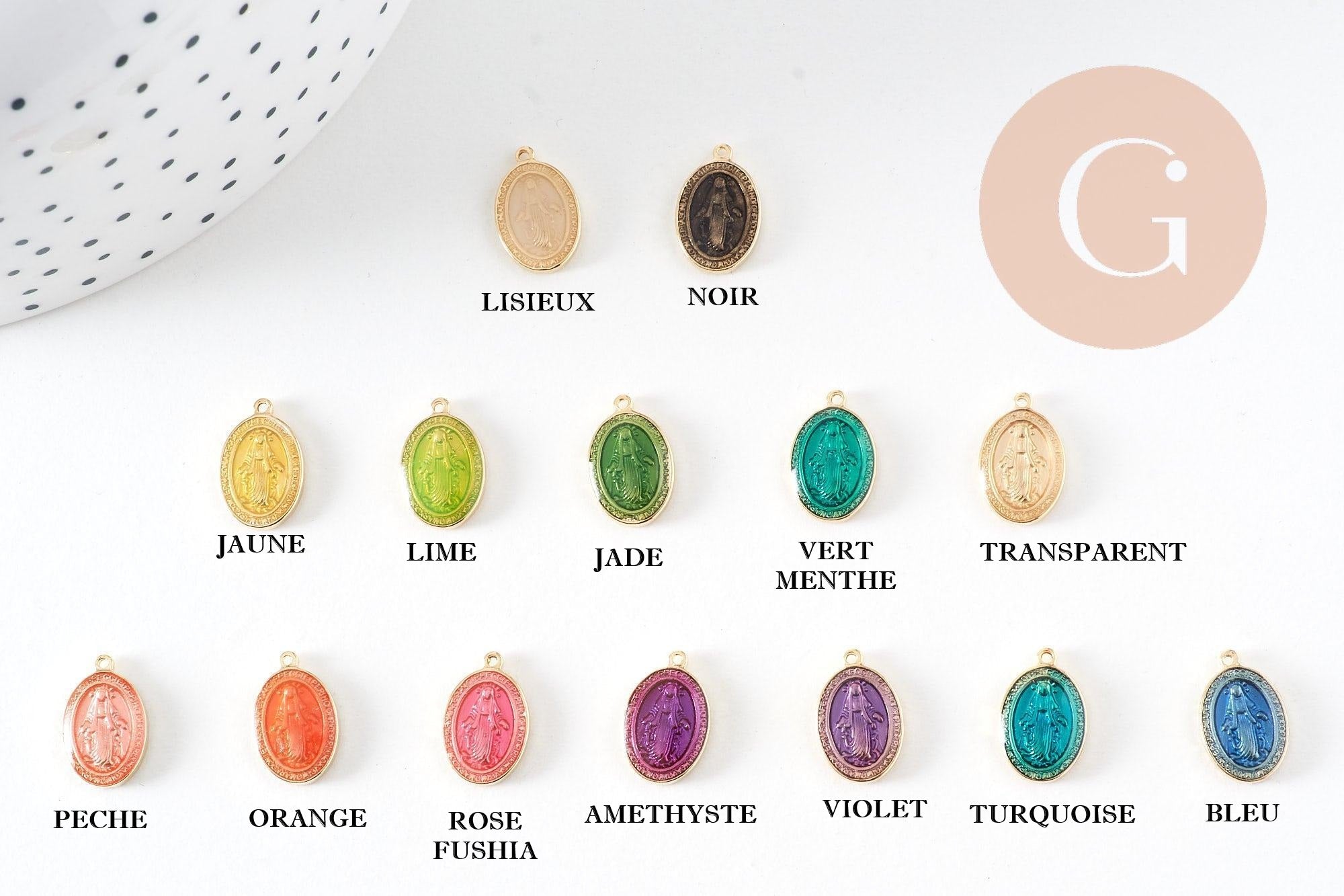 Gingerlily Pendentifs G10759 médaille Vierge Marie dorée 13mm