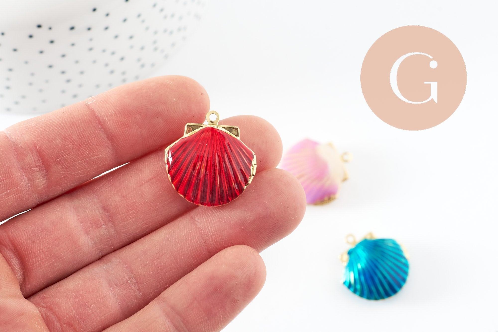 Gingerlily Pendentif locket coquillage G9551 laiton doré 23,5mm