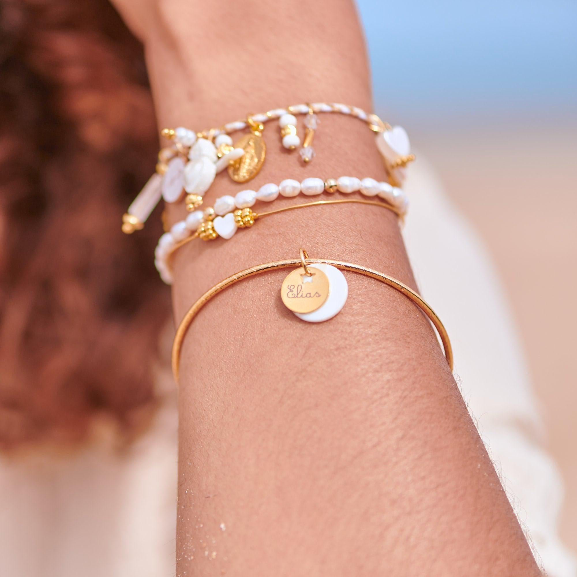 Gingerlily ADN7 bracelet jonc acier étoile nacre
