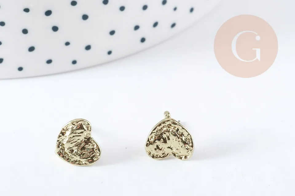 Gingerlily Apprêts G8888 support puces cœur zamac doré 10mm
