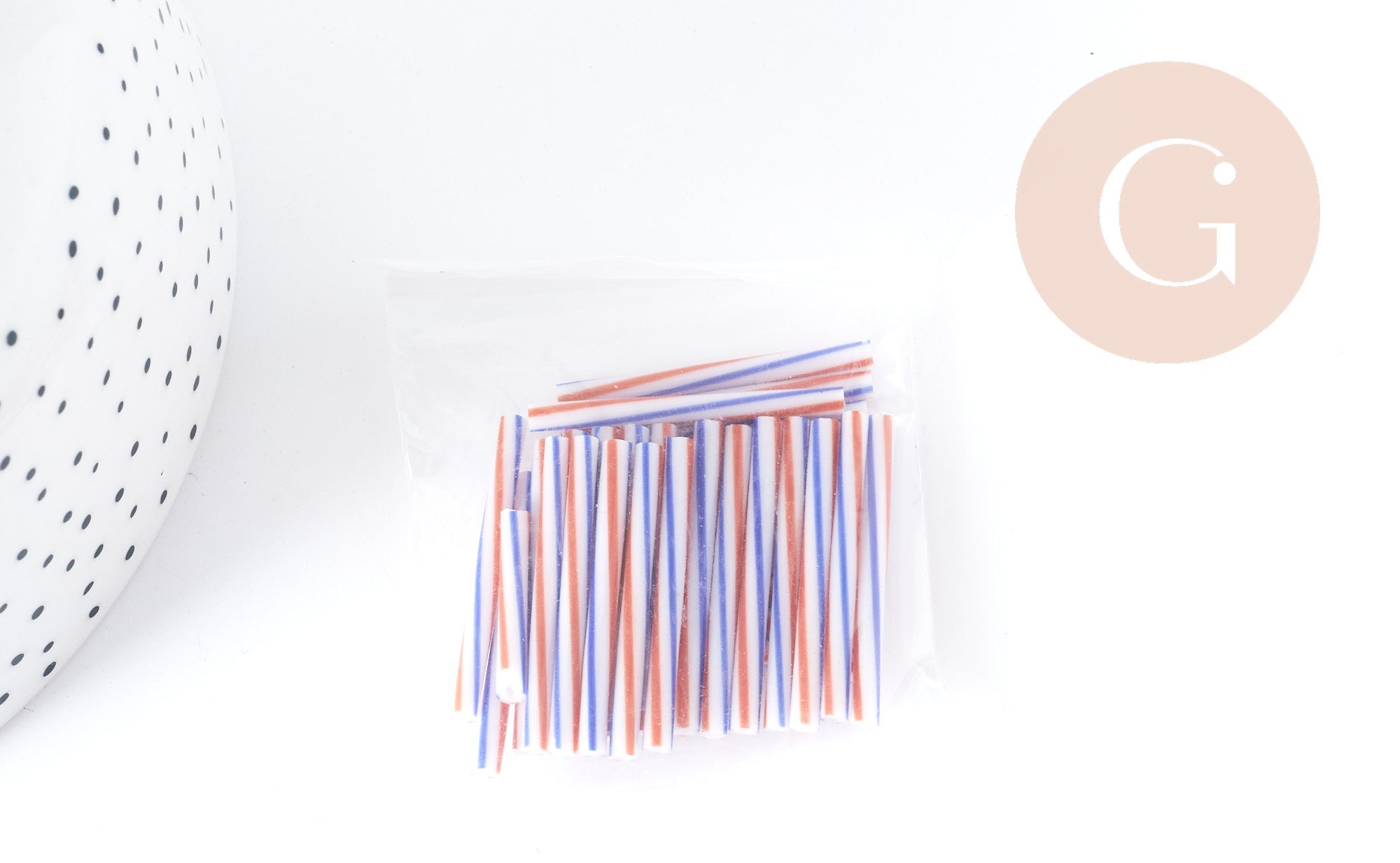 Gingerlily G8987 perles rocaille tubes bleu blanc rouge 30mm 10g