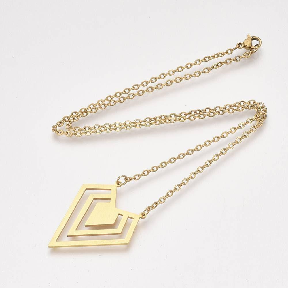 Gingerlily Chaînes collier acier doré diamant 45cm sans nickel