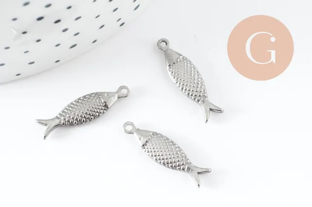 Gingerlily Breloque poisson G9536 acier inoxydable 21mm x1