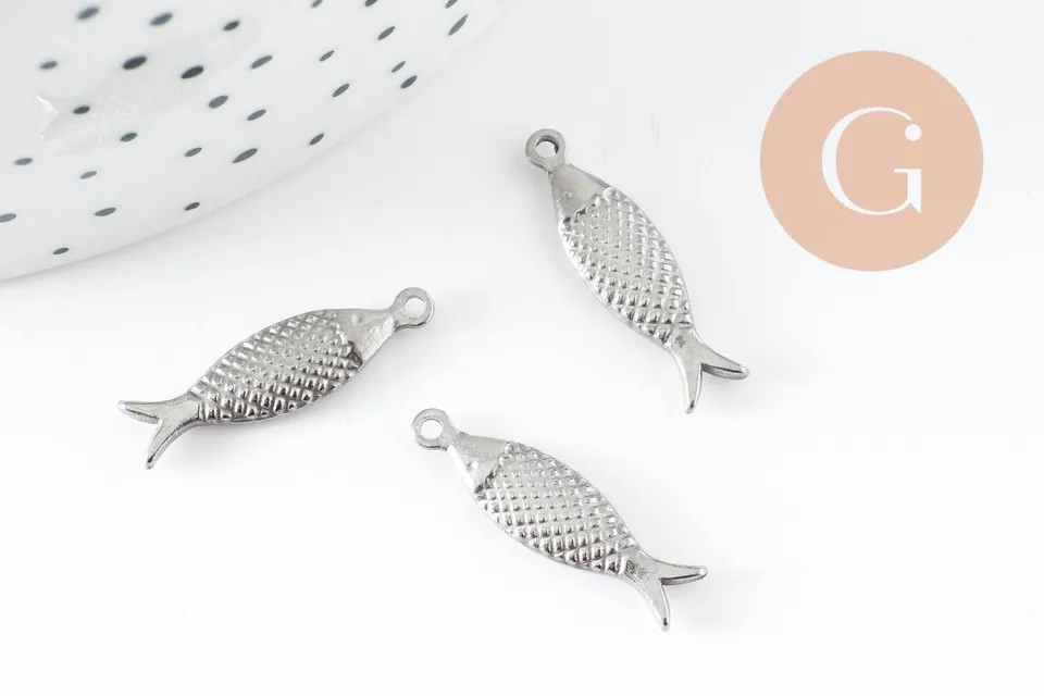 Gingerlily Breloque poisson G9536 acier inoxydable 21mm x1