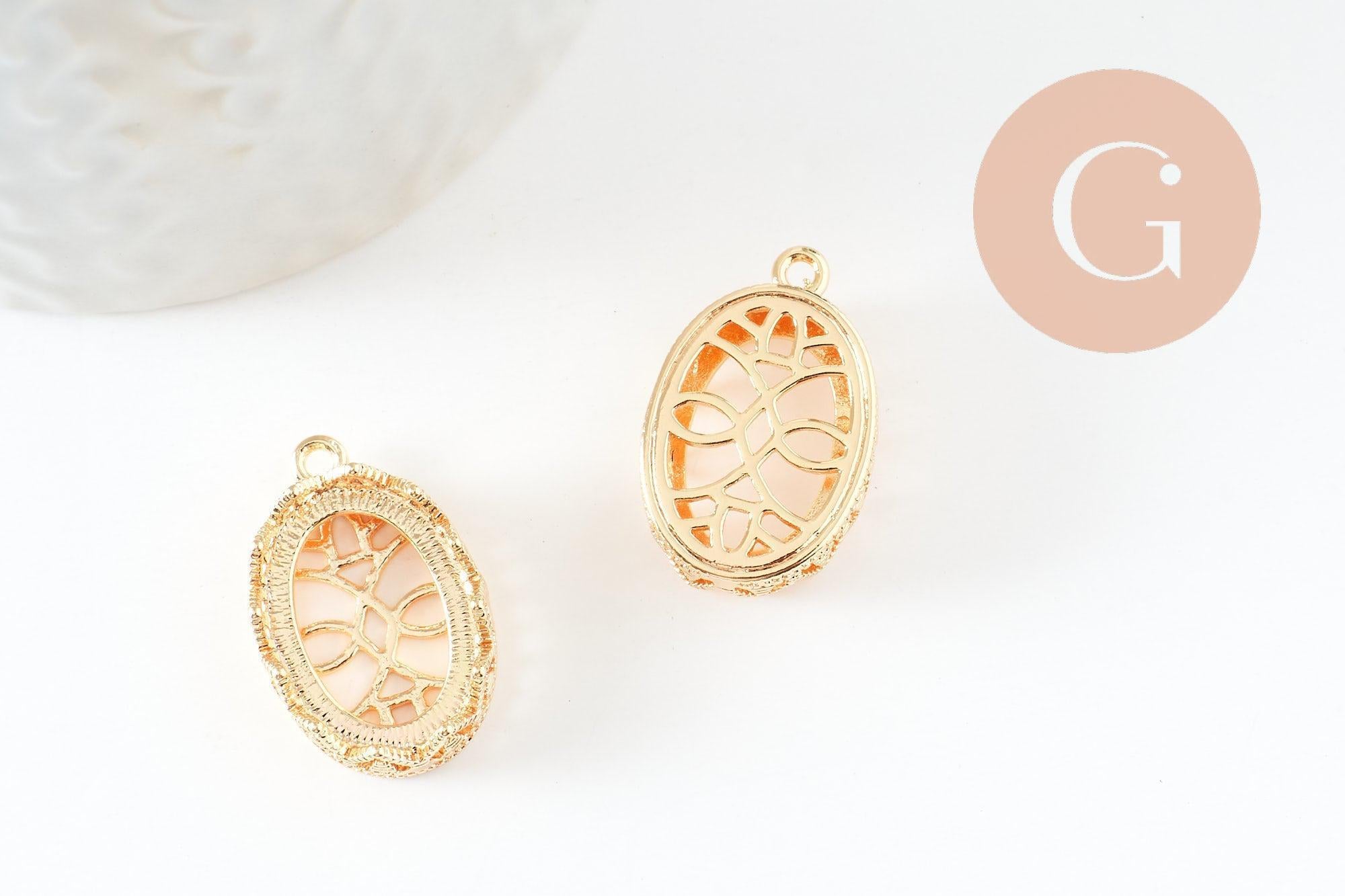 Gingerlily Pendentifs DIY G10047 support ovale doré 18x13mm x2