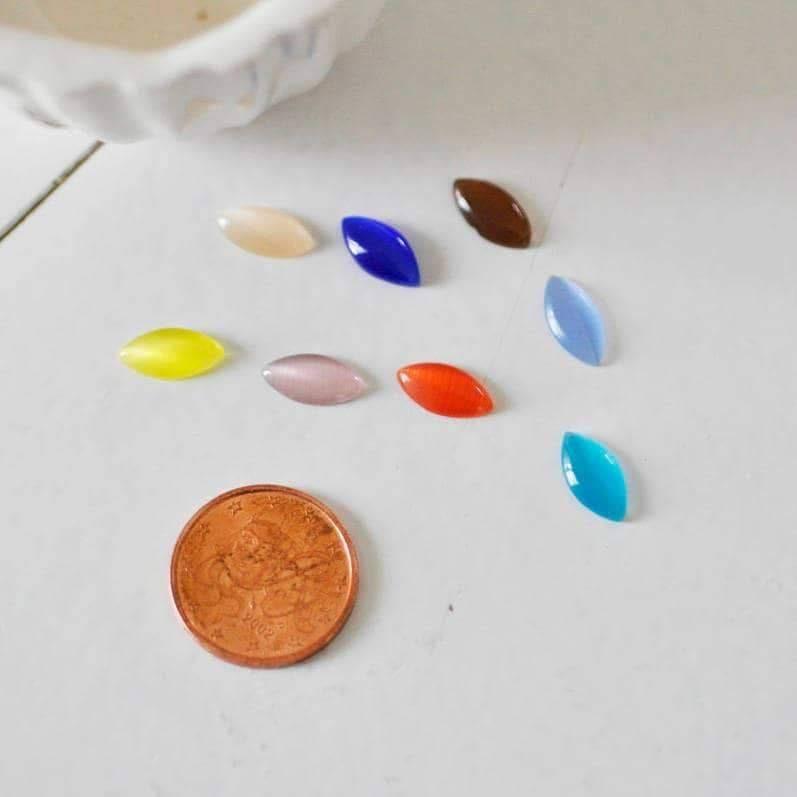 Gingerlily cabochon verre oeil de chat marquise 12x6mm lot 20 multicolore
