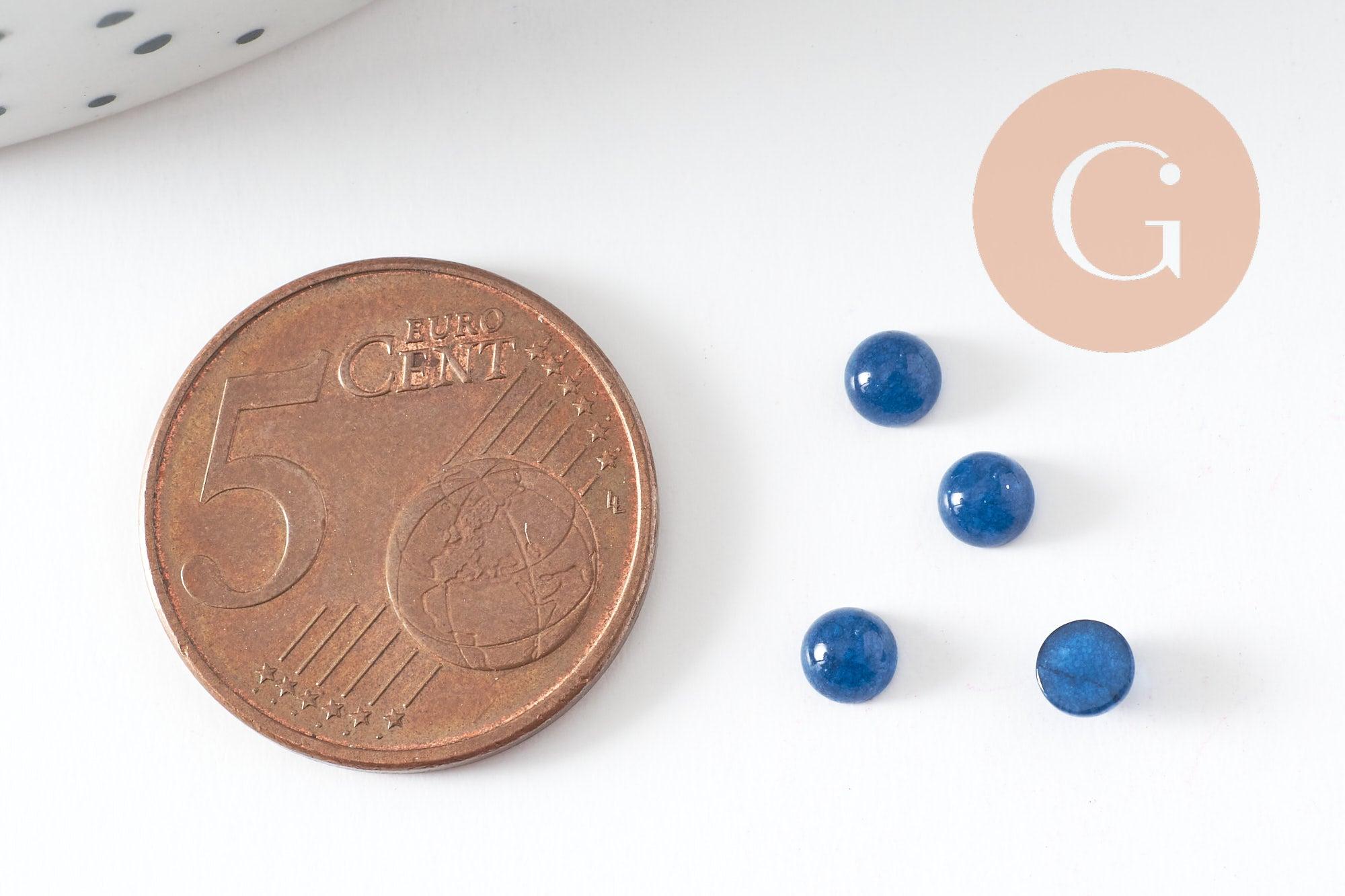 Gingerlily Cabochon rond jade bleu 4mm x1
