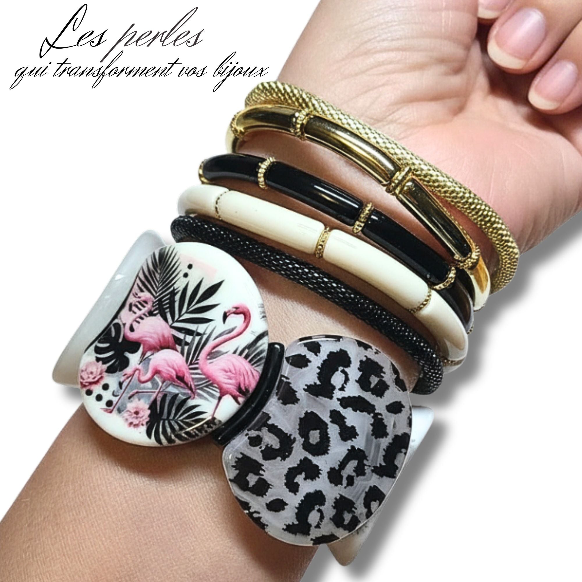 ARTSHOP Moon Léopard Flamant kit bracelet sans aiguille acrylique