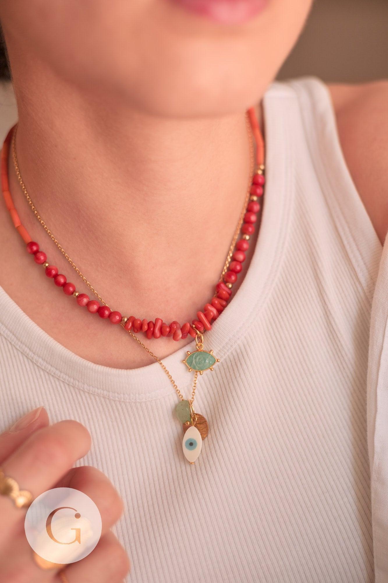 Gingerlily Pendentifs G9871 pendentif œil amazonite doré 15mm x1