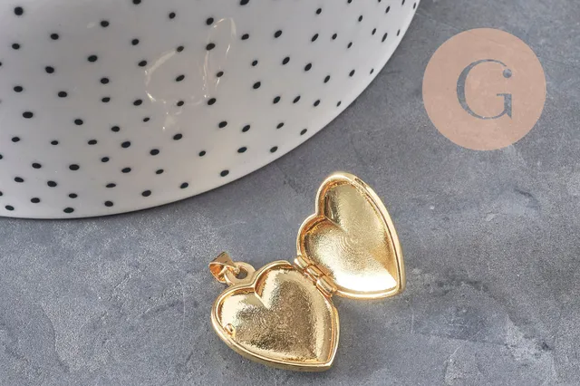 Gingerlily Pendentifs locket cœur doré 20,5mm x1