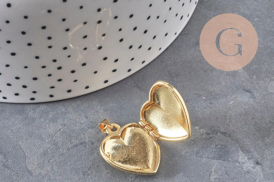 Gingerlily Pendentifs locket cœur doré 20,5mm x1