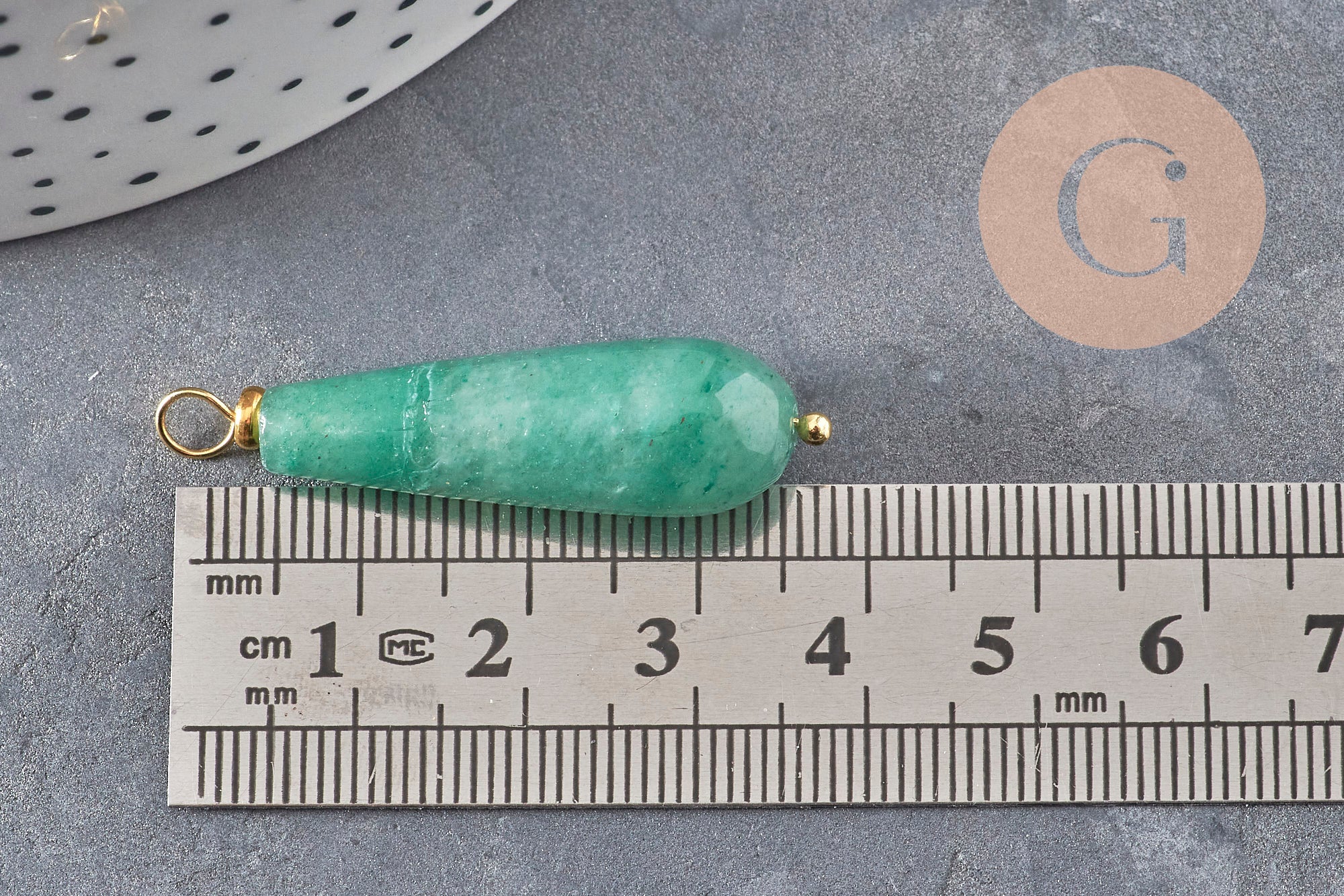 Gingerlily pendentif goutte aventurine verte 38mm x1