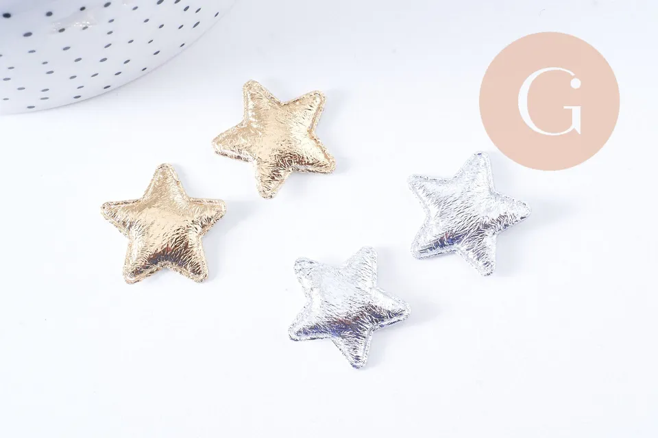 Gingerlily Écusson étoile à coudre doré 25 mm lot de 2