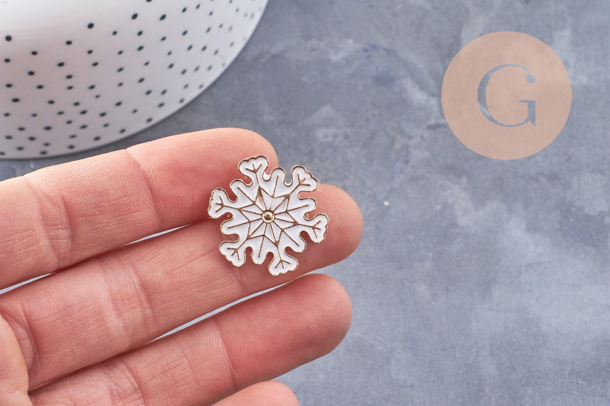 Gingerlily Broche flocon neige broche 24mm blanc doré x1