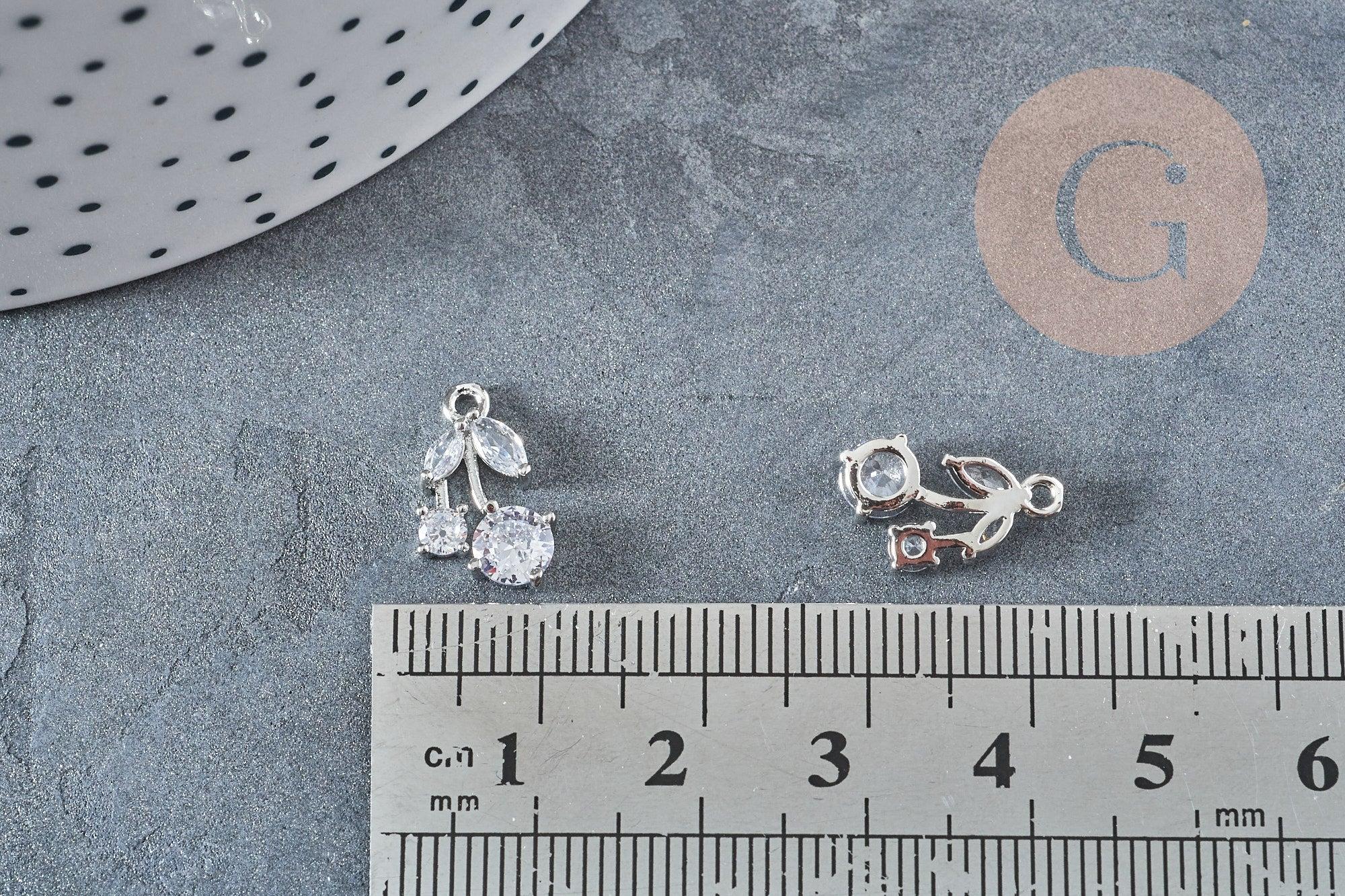 Gingerlily Pendentifs Cerise G8894 pendentif 14mm zircons blancs