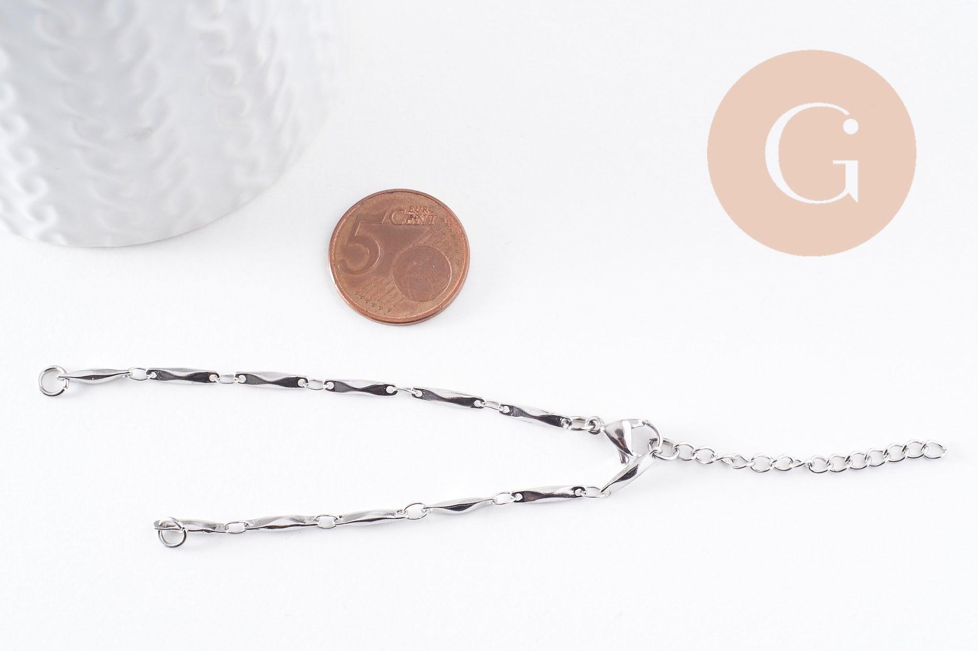 Gingerlily Apprêts G10054 base bracelet acier 17,3 cm platine