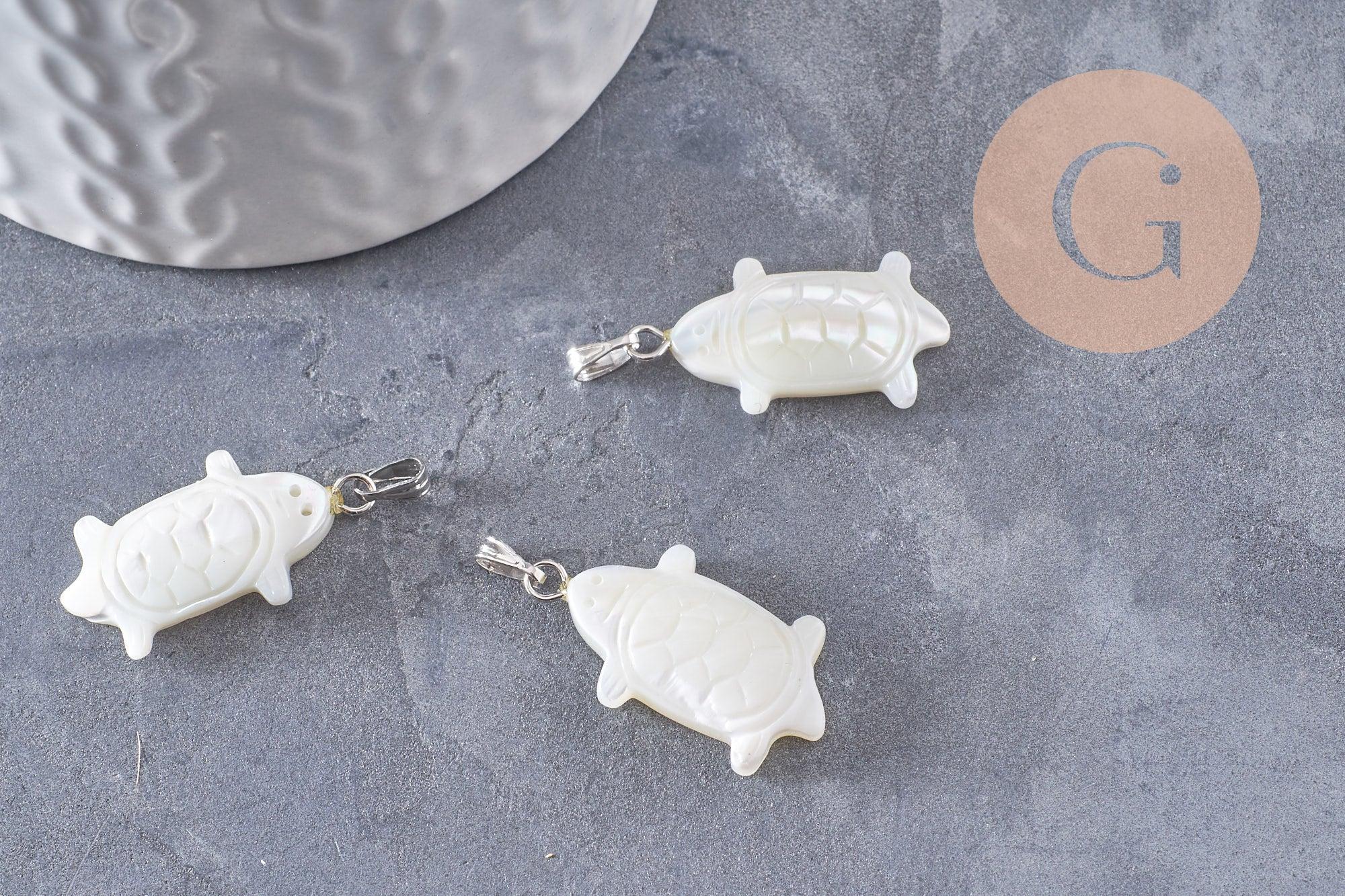 Gingerlily Pendentifs tortue nacre blanche pendentif 26mm coquillage