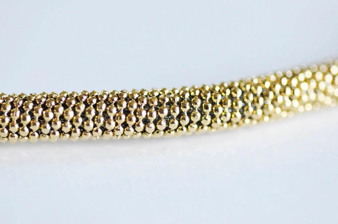 Gingerlily Chaînes collier acier doré 14k boule 7mm 45cm complet