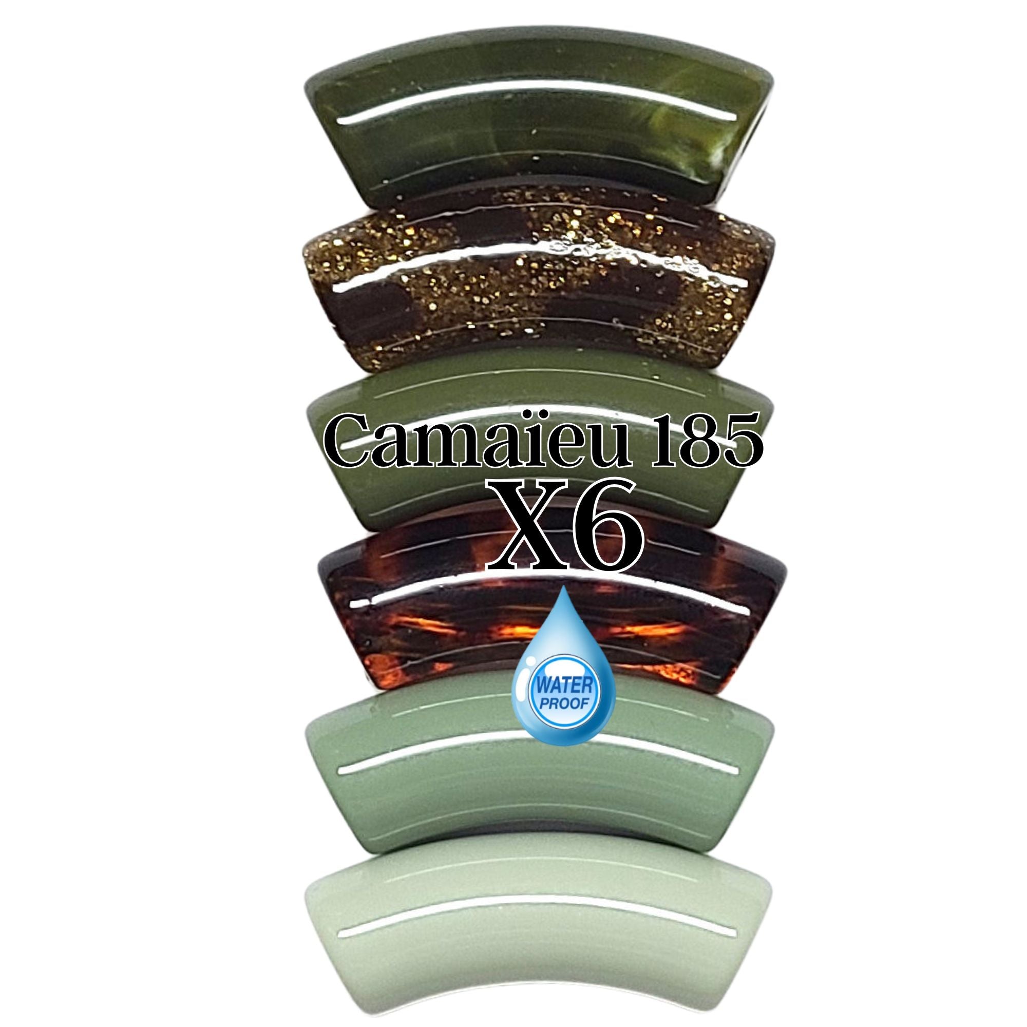 ARTSHOP Camaieux 185 lot 6 tubes incurvés verts 12 mm