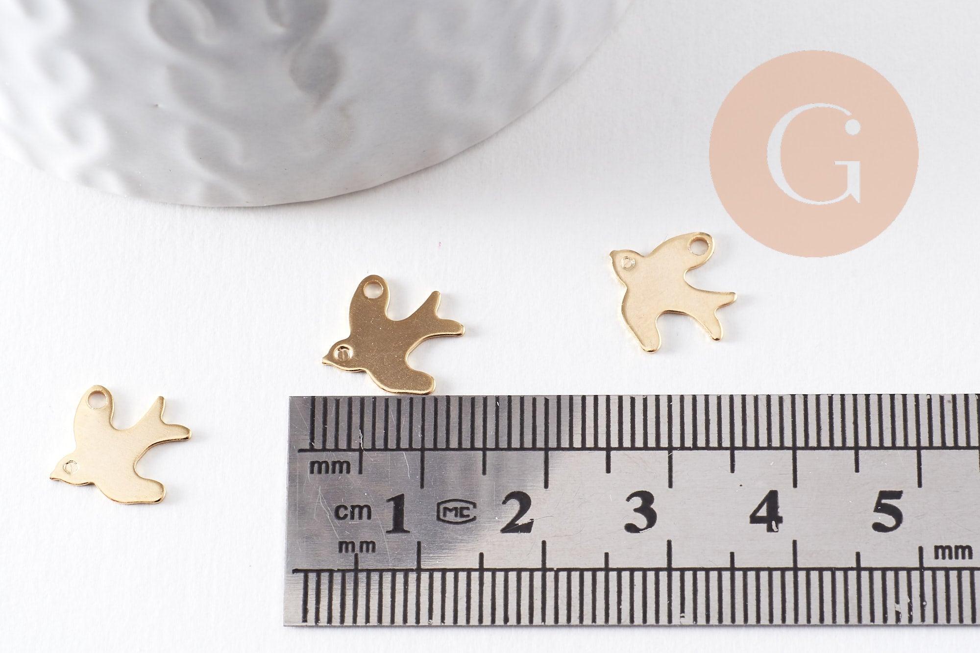 Gingerlily Perles G9940 pendentif hirondelle doré 12 mm x5
