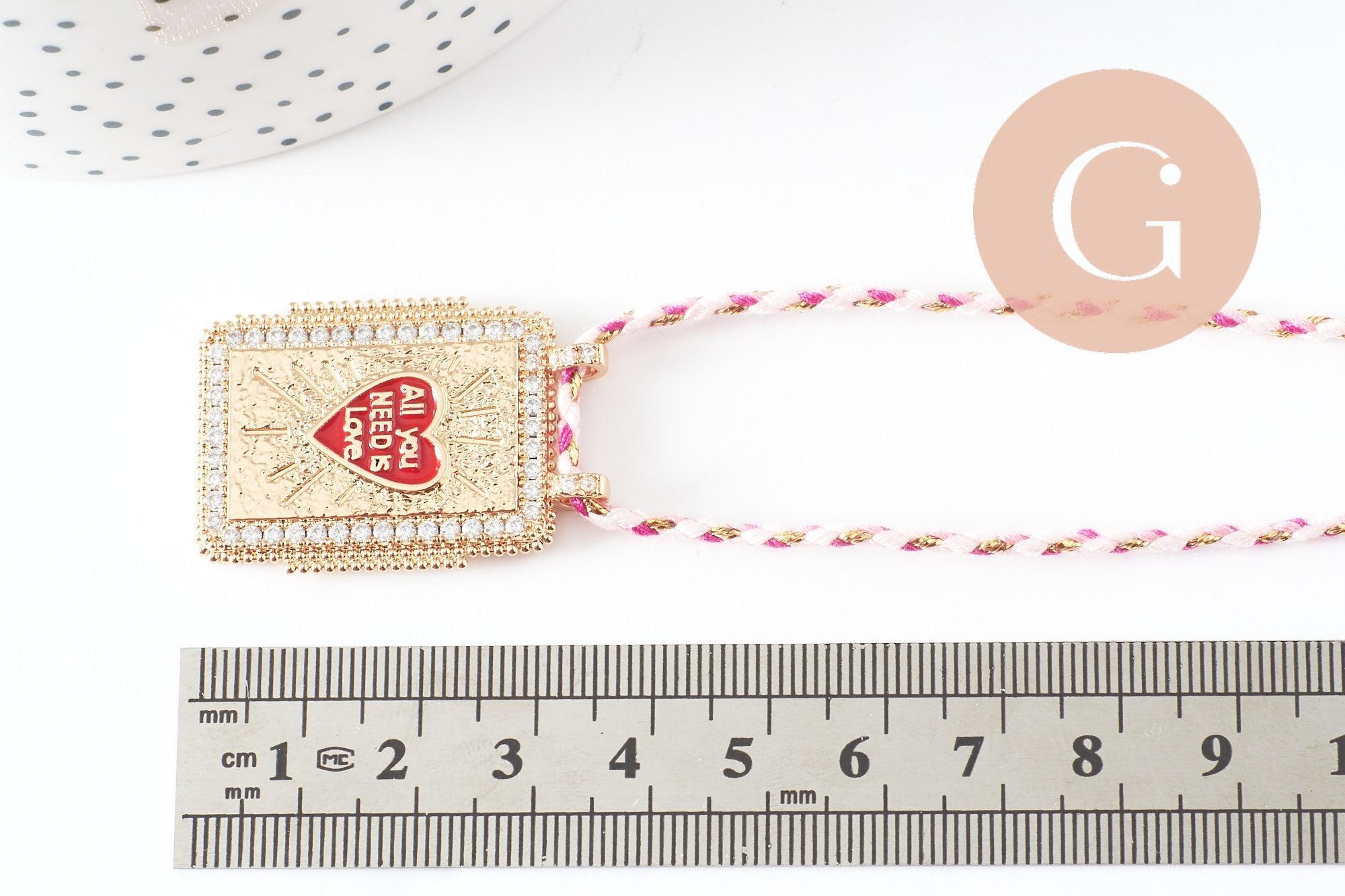 Gingerlily médaille G9568 collier coeur rouge cordon 45 cm