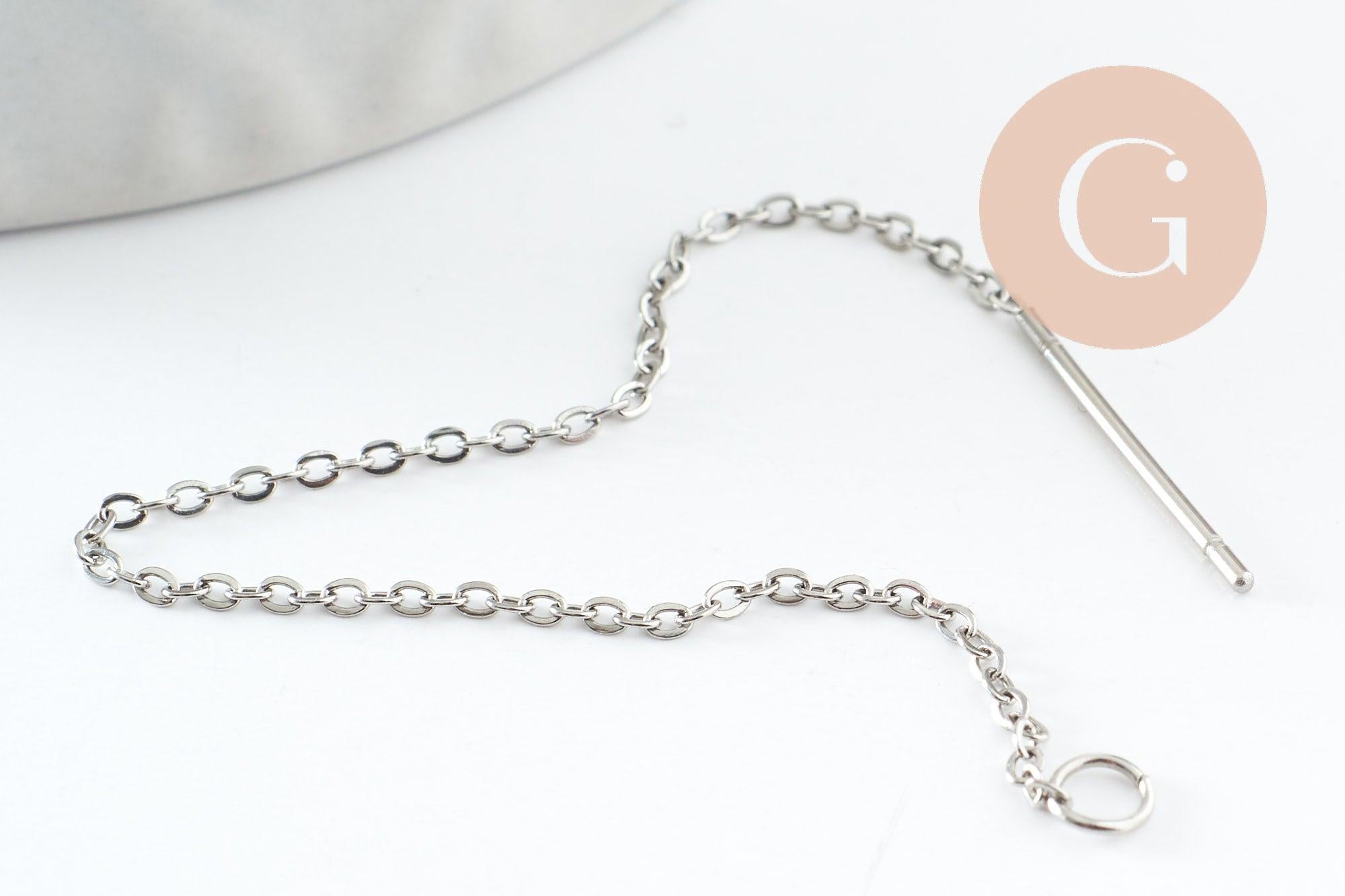 Gingerlily support boucles tige chaîne acier platine 98mm x2