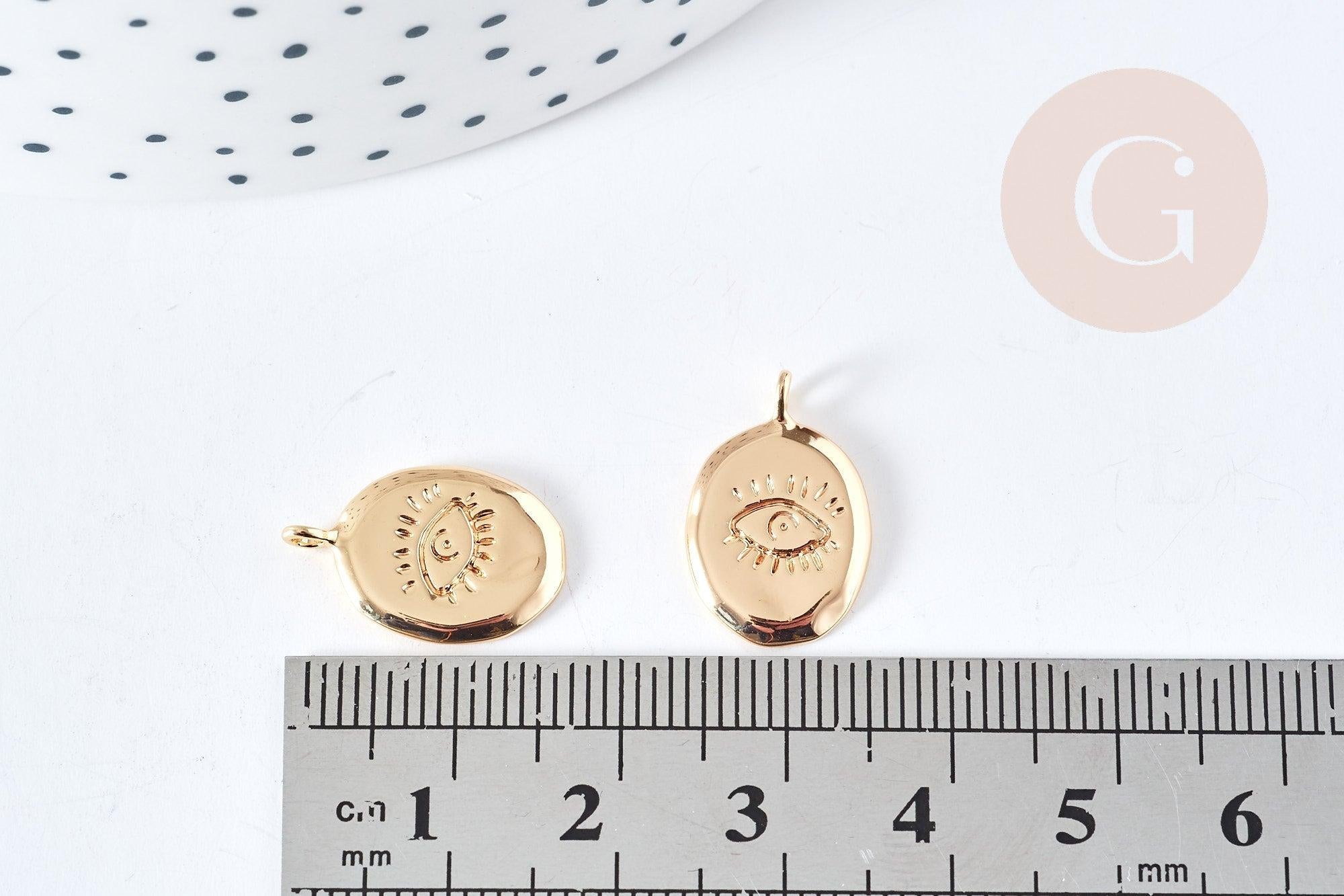 Gingerlily G8867 pendentif mauvais œil ovale 17mm x1 doré
