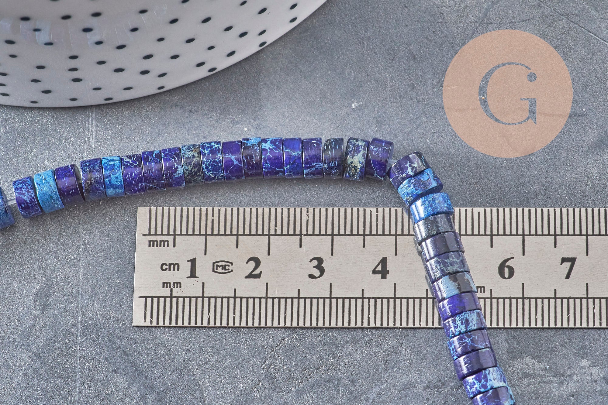 Gingerlily Perles heishi jaspe G5531 bleu impérial fil 40cm