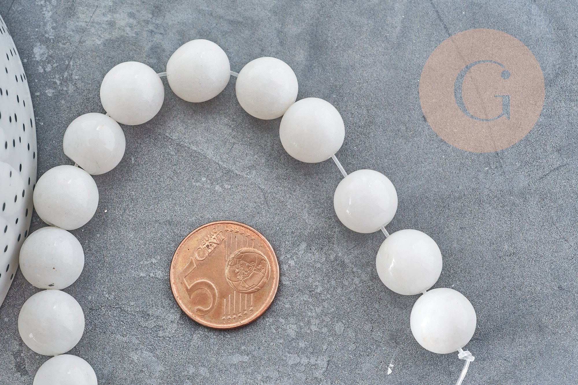 Gingerlily quartz neige G10572 perle ronde 12mm x5