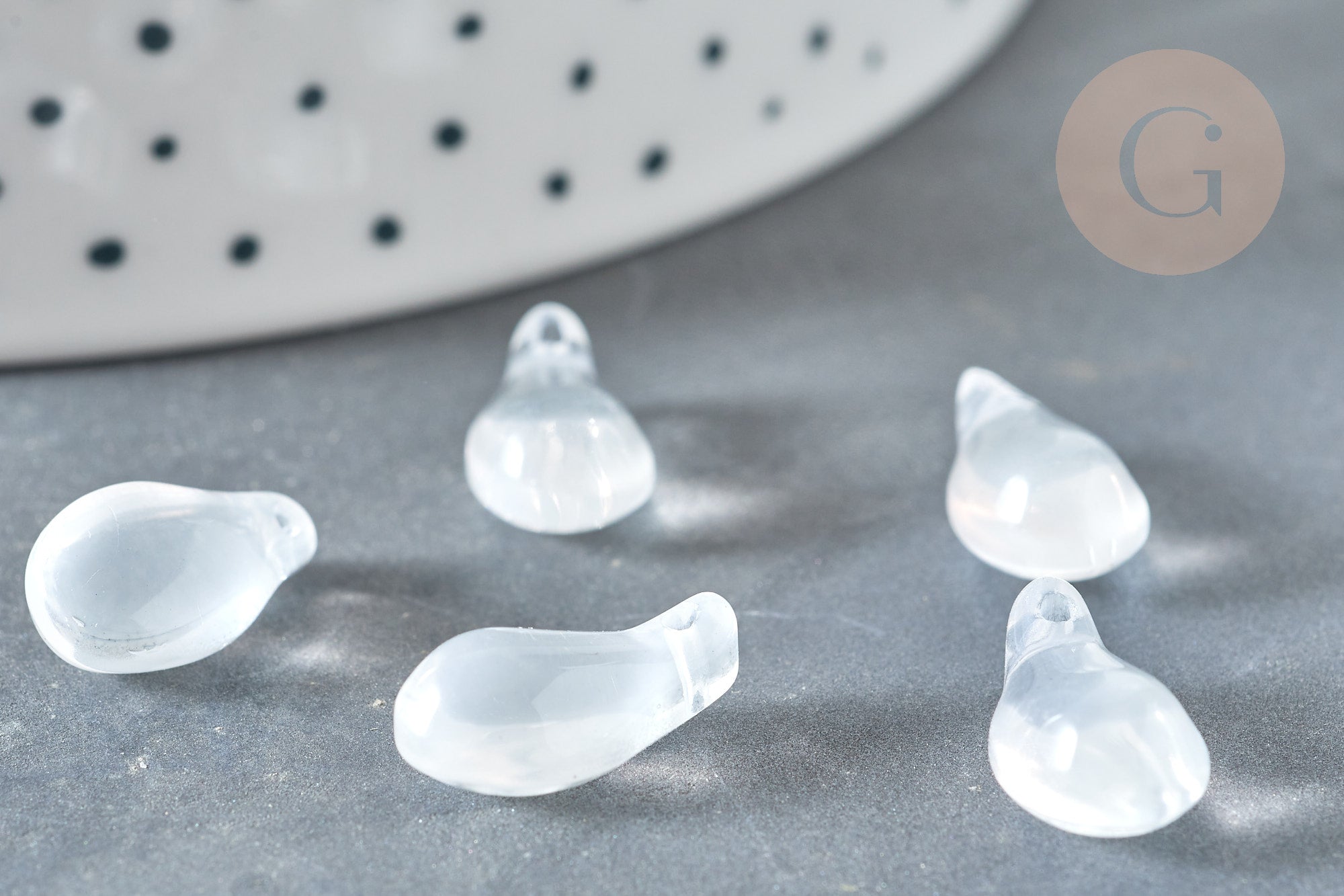 Gingerlily Perles goutte cristal blanc 15mm x50