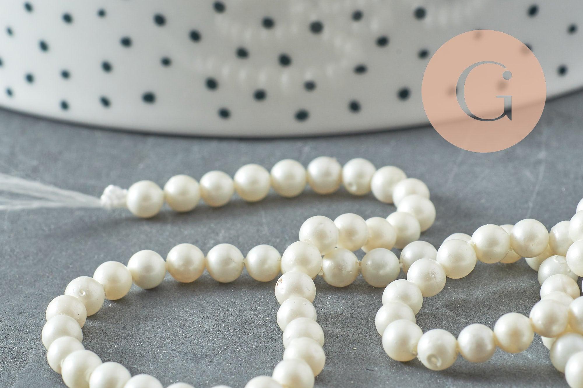 Gingerlily G10132 perles rondes nacre blanche 4mm fil 40cm