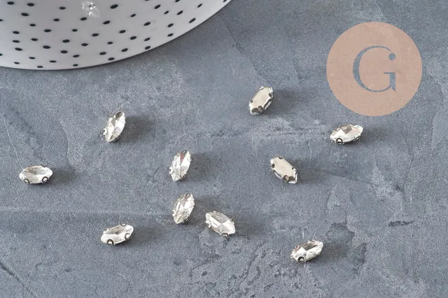 Gingerlily Cabochon navette cristal transparent 8x4mm x10