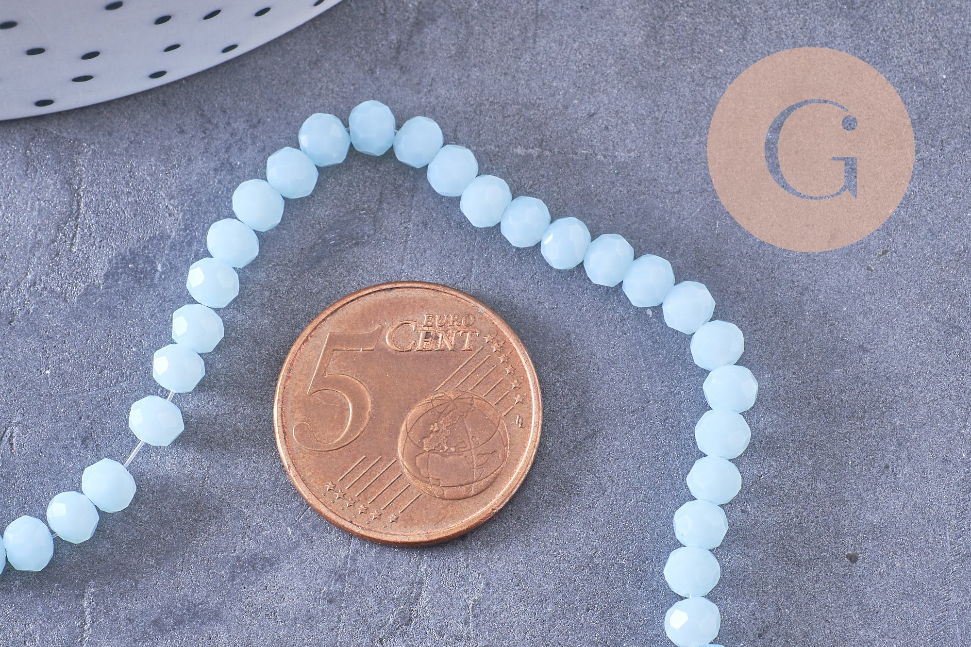 Gingerlily Perles rondelles cristal bleu ciel 4mm fil 41cm