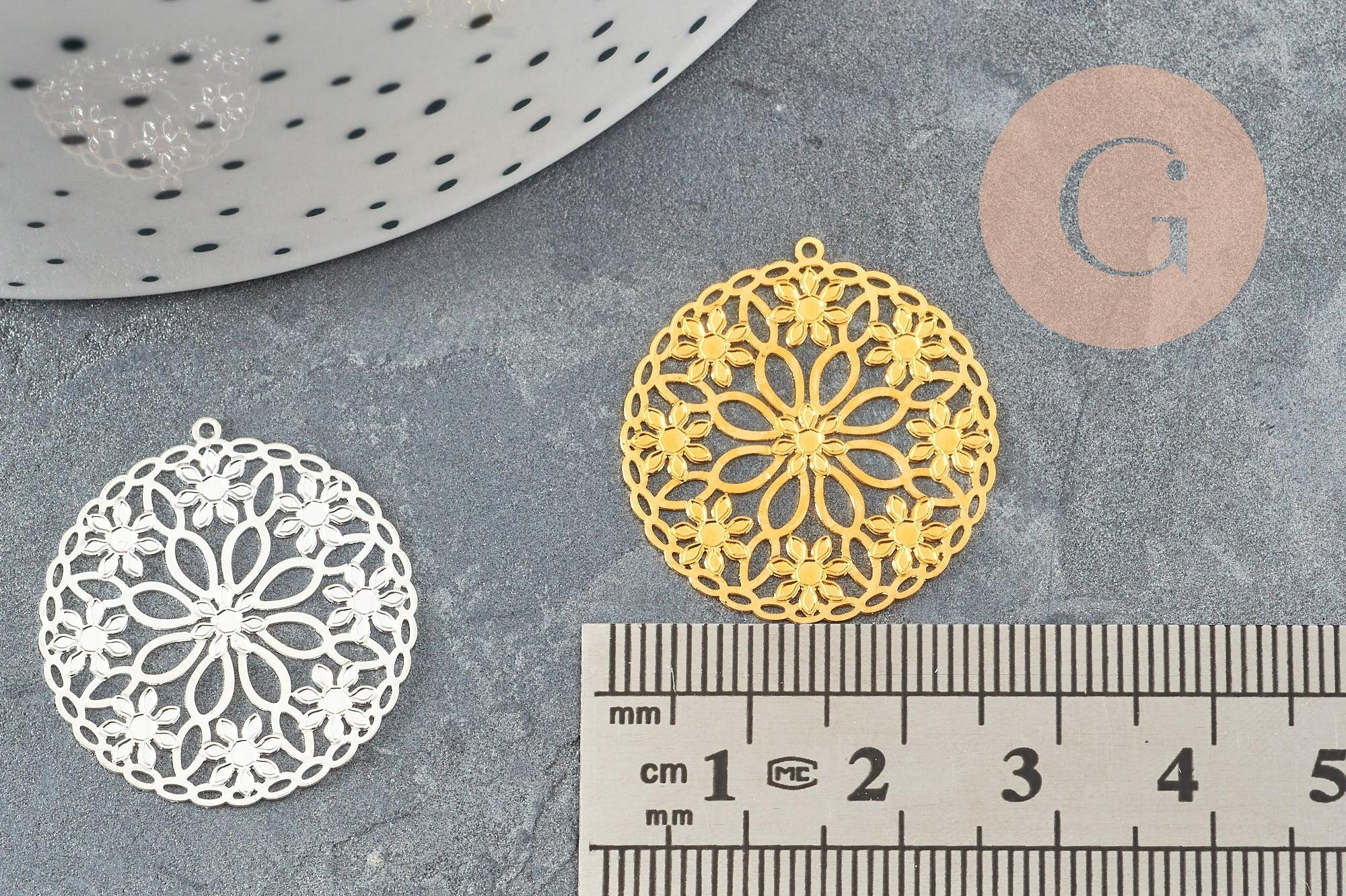 Gingerlily G9505 pendentif estampe fleur 28mm x2 doré