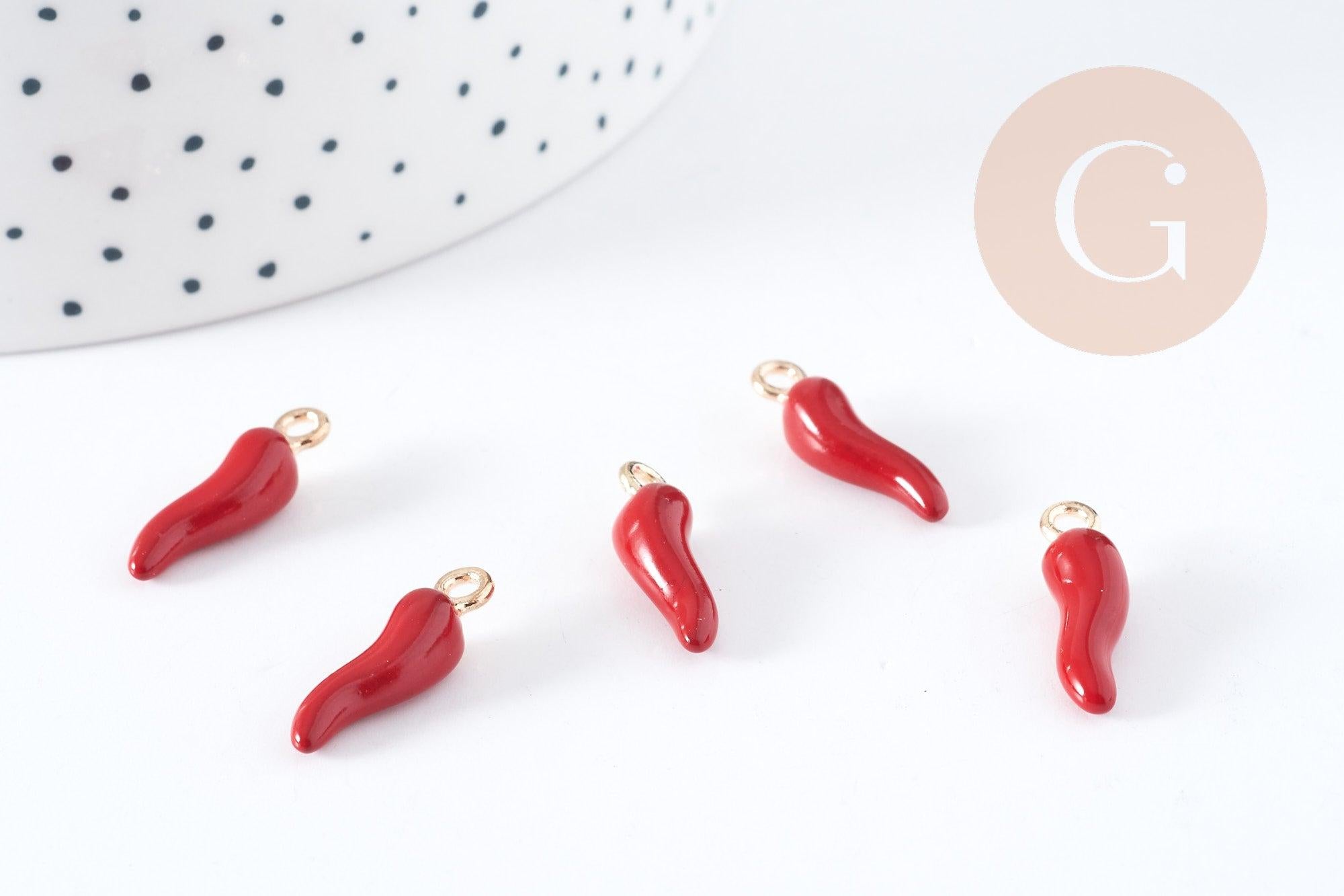 Gingerlily G8948 breloque piment rouge doré 21 mm x5