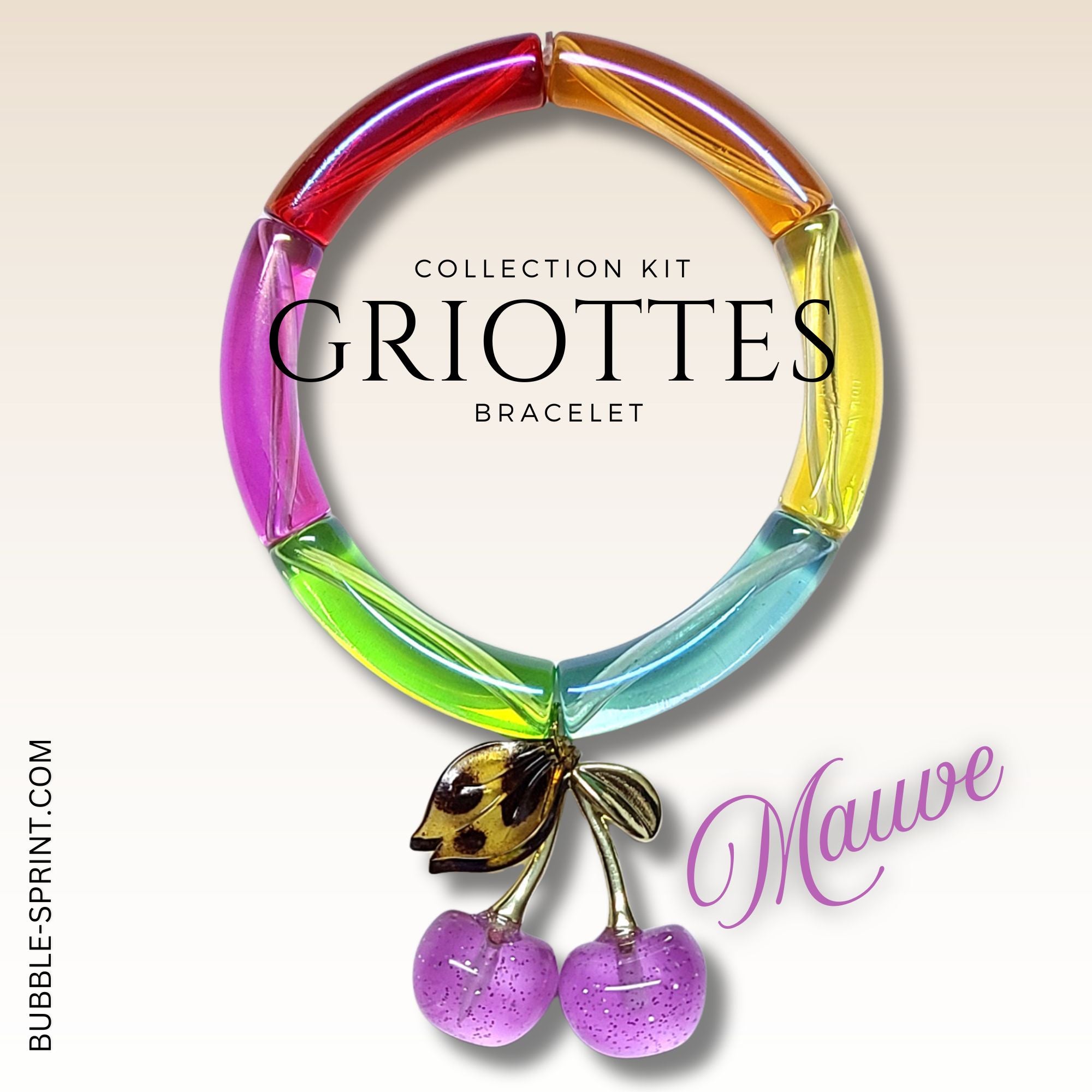 Artshop Griottes kit bracelet mauve cerise pendentif