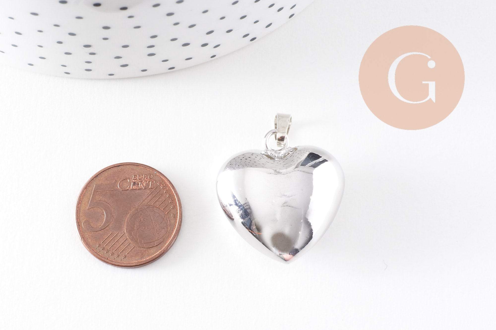 Gingerlily G9889 pendentif bola coeur 26.5mm argent platine