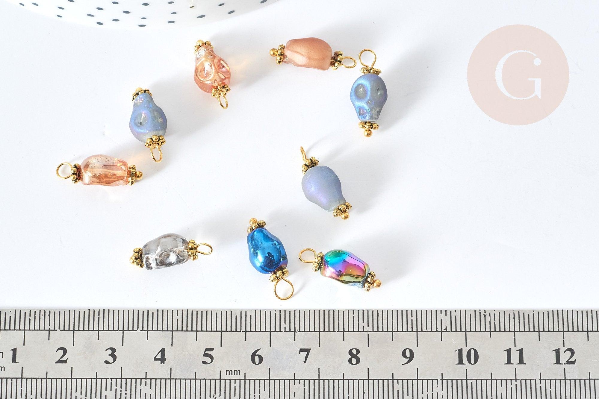 Gingerlily Pendentifs G9090 pendentif crâne verre multicolore 16mm
