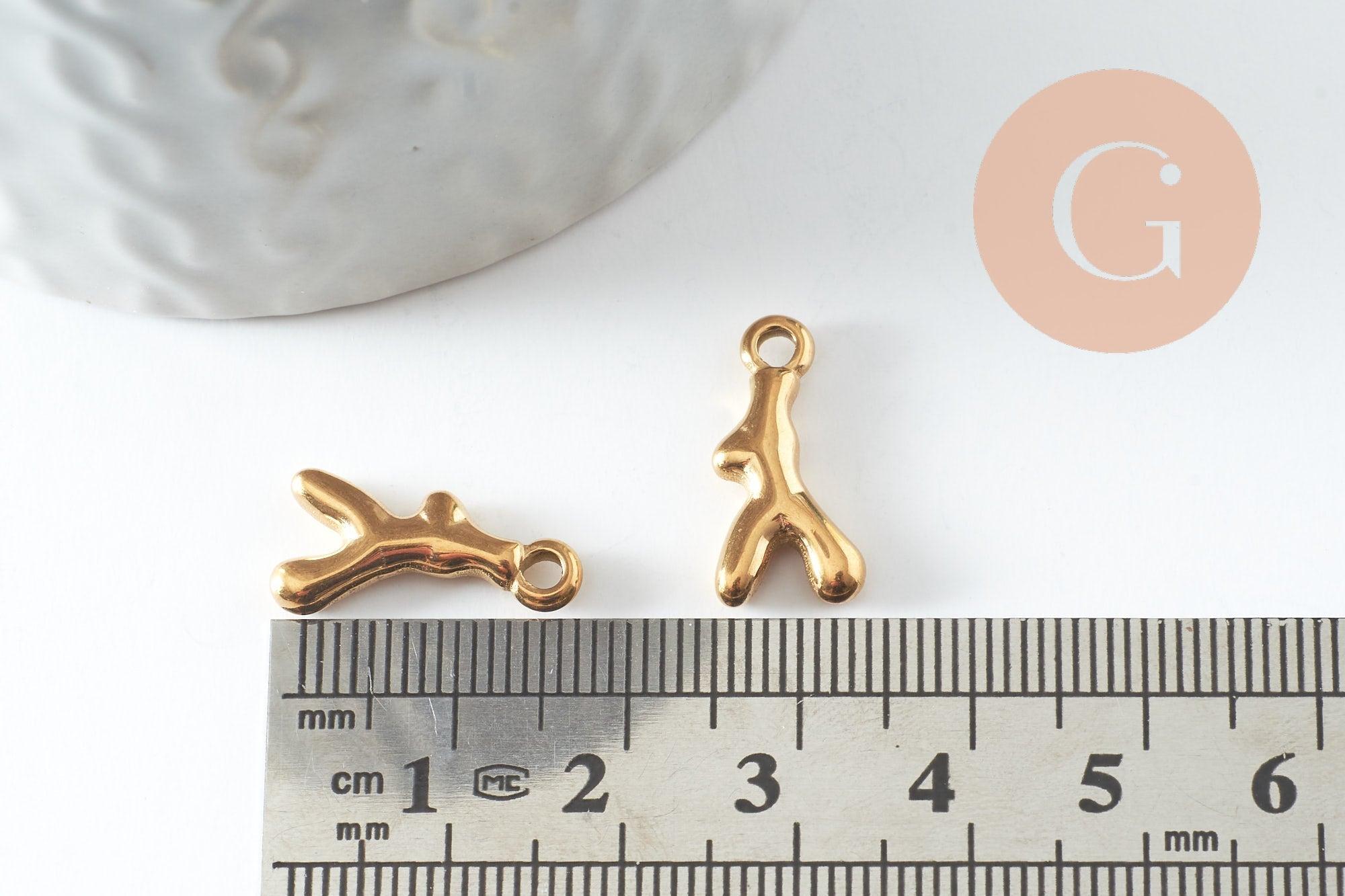 Gingerlily G9835 pendentif branche corail acier doré 18mm x1