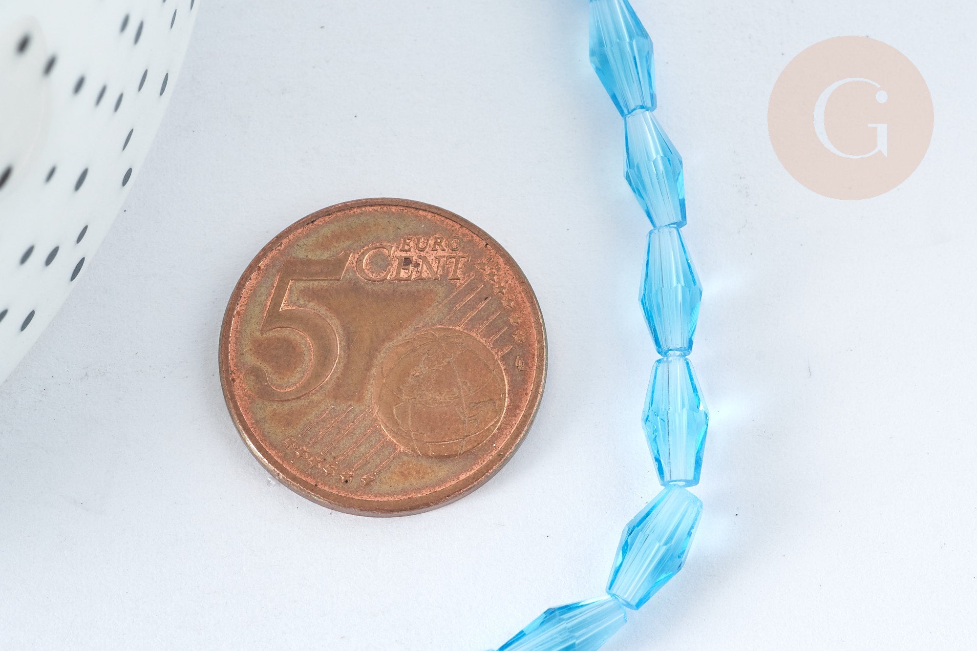 Gingerlily Perles losanges cristal turquoise 8x4mm fil 60cm