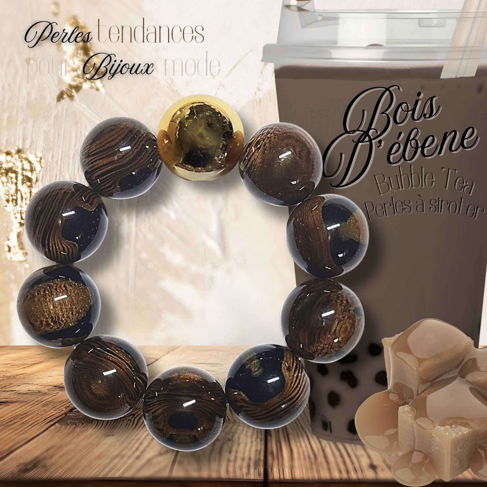 ARTSHOP Boules 20MM 226 perle bois d'ébène x1