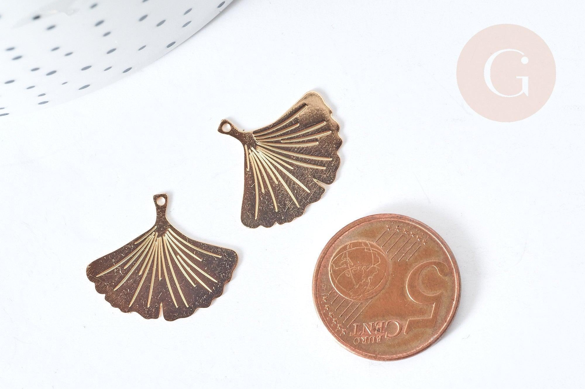 Gingerlily Pendentifs G8069 pendentif feuille ginkgo laiton doré 22mm